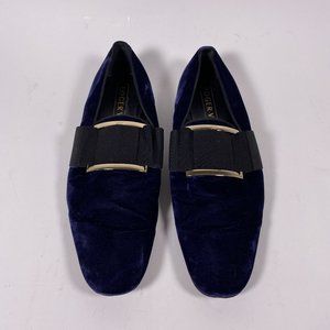 ROGER VIVIER Navy Velvet 'Tuxedo' Metal Buckle Loafers